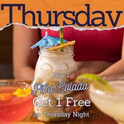 Buy 1 Piña Colada Get 1 Free on Thirsty Thursday | La Cabran Mexican